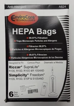Envirocare Type R10 SupraLite & S10 Freedom HEPA Media Bags (6-Pack) [A824]